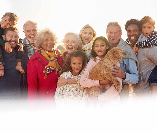 Family smiling for photo